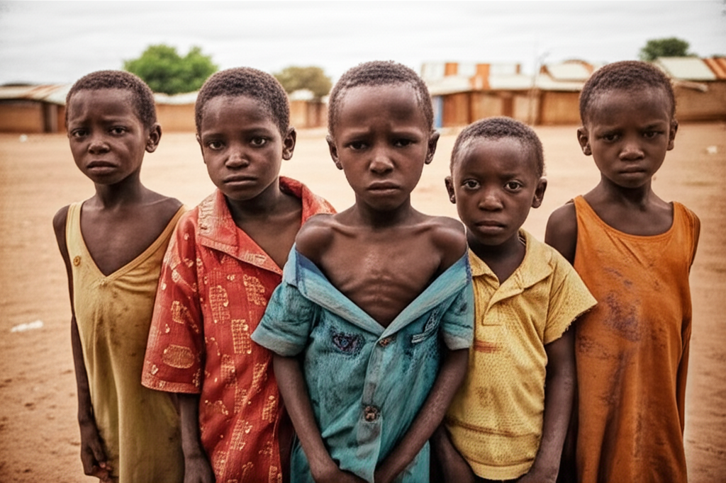 Before: Children in the village struggling with malnutrition